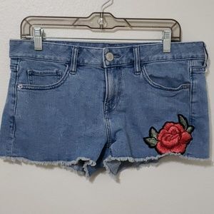 Express • Denim Rose Cutoff Shorts